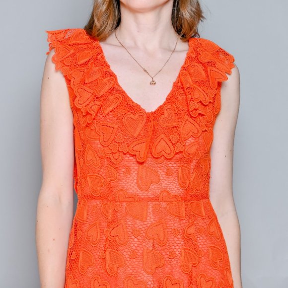 MIU MIU Resort Heart Lace Orange Mini Dress EUC sz 38 - Picture 6 of 9